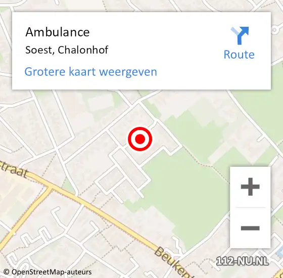 Locatie op kaart van de 112 melding: Ambulance Soest, Chalonhof op 8 mei 2018 10:19