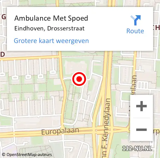 Locatie op kaart van de 112 melding: Ambulance Met Spoed Naar Eindhoven, Drosserstraat op 8 mei 2018 10:57