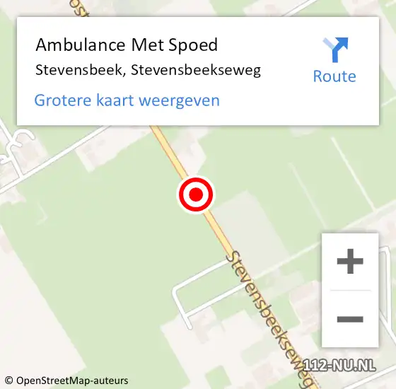 Locatie op kaart van de 112 melding: Ambulance Met Spoed Naar Stevensbeek, Stevensbeekseweg op 8 mei 2018 10:57