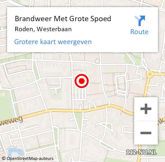 Locatie op kaart van de 112 melding: Brandweer Met Grote Spoed Naar Roden, Westerbaan op 8 mei 2018 11:00