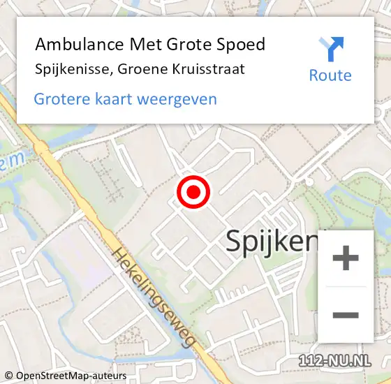 Locatie op kaart van de 112 melding: Ambulance Met Grote Spoed Naar Spijkenisse, Groene Kruisstraat op 8 mei 2018 11:01
