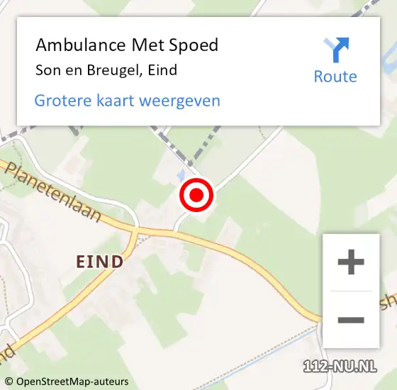 Locatie op kaart van de 112 melding: Ambulance Met Spoed Naar Son en Breugel, Eind op 8 mei 2018 11:23