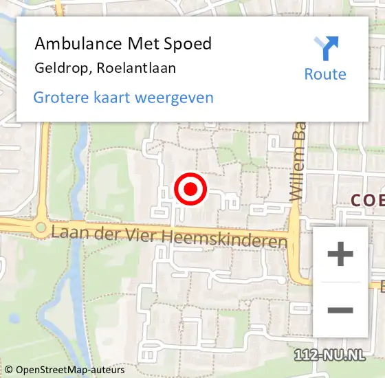 Locatie op kaart van de 112 melding: Ambulance Met Spoed Naar Geldrop, Roelantlaan op 8 mei 2018 11:25