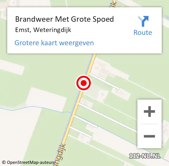 Locatie op kaart van de 112 melding: Brandweer Met Grote Spoed Naar Emst, Weteringdijk op 8 mei 2018 12:02