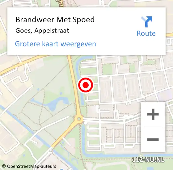 Locatie op kaart van de 112 melding: Brandweer Met Spoed Naar Goes, Appelstraat op 8 mei 2018 12:05