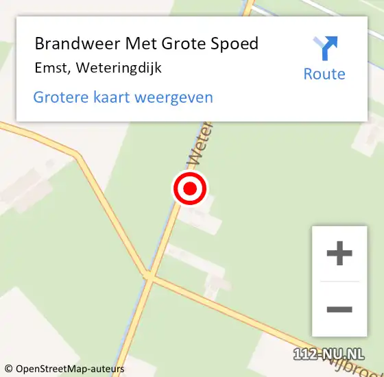Locatie op kaart van de 112 melding: Brandweer Met Grote Spoed Naar Emst, Weteringdijk op 8 mei 2018 12:12