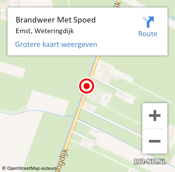 Locatie op kaart van de 112 melding: Brandweer Met Spoed Naar Emst, Weteringdijk op 8 mei 2018 12:30