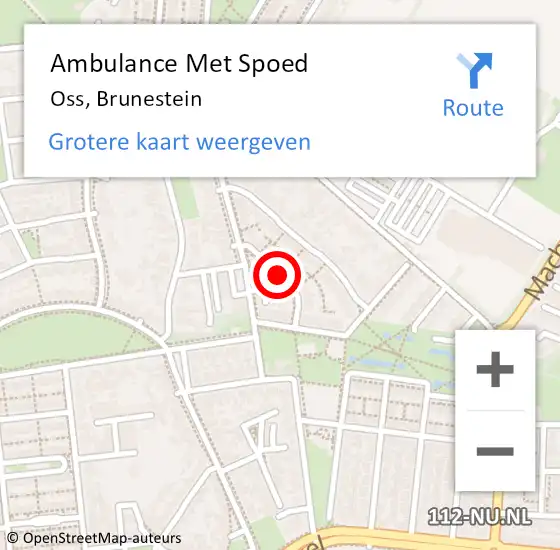 Locatie op kaart van de 112 melding: Ambulance Met Spoed Naar Oss, Brunestein op 8 mei 2018 13:15