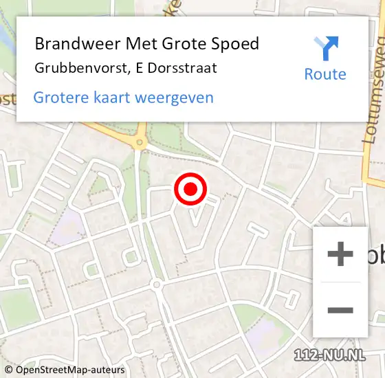 Locatie op kaart van de 112 melding: Brandweer Met Grote Spoed Naar Grubbenvorst, E Dorsstraat op 8 mei 2018 13:19