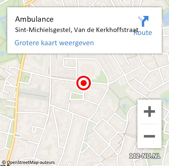 Locatie op kaart van de 112 melding: Ambulance Sint-Michielsgestel, Van de Kerkhoffstraat op 8 mei 2018 13:41