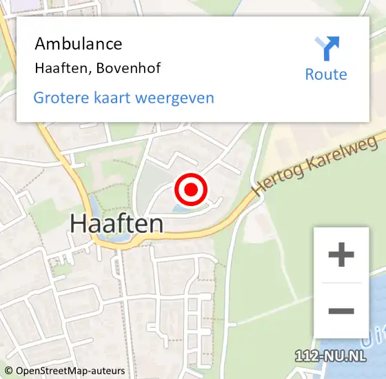 Locatie op kaart van de 112 melding: Ambulance Haaften, Bovenhof op 8 mei 2018 13:45