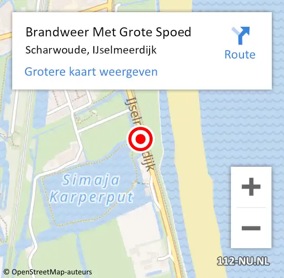 Locatie op kaart van de 112 melding: Brandweer Met Grote Spoed Naar Scharwoude, IJselmeerdijk op 8 mei 2018 14:03