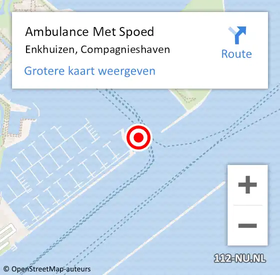 Locatie op kaart van de 112 melding: Ambulance Met Spoed Naar Enkhuizen, Compagnieshaven op 8 mei 2018 14:26