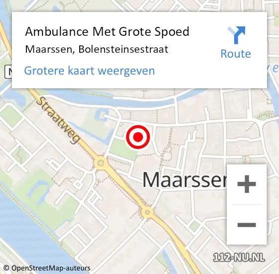 Locatie op kaart van de 112 melding: Ambulance Met Grote Spoed Naar Maarssen, Bolensteinsestraat op 8 mei 2018 15:08