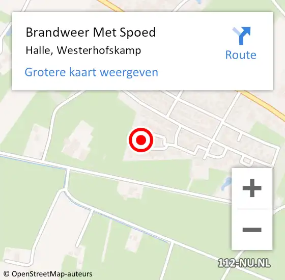 Locatie op kaart van de 112 melding: Brandweer Met Spoed Naar Halle, Westerhofskamp op 8 mei 2018 15:24