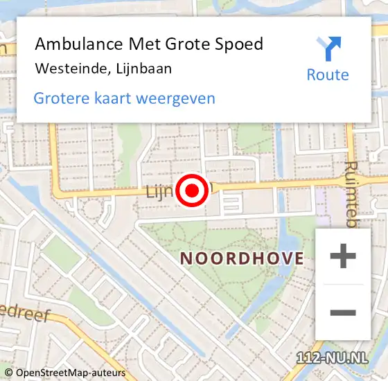 Locatie op kaart van de 112 melding: Ambulance Met Grote Spoed Naar Westeinde, Lijnbaan op 8 mei 2018 15:49