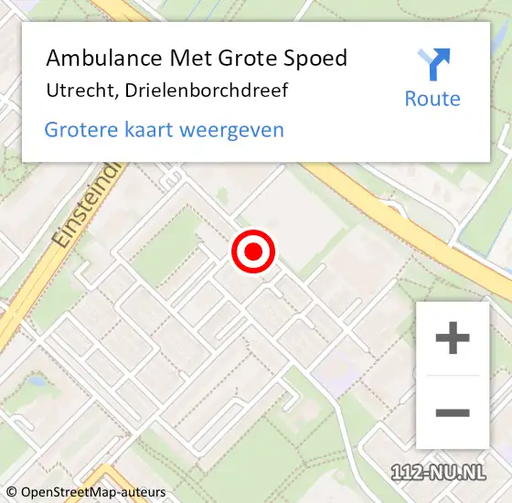 Locatie op kaart van de 112 melding: Ambulance Met Grote Spoed Naar Utrecht, Drielenborchdreef op 8 mei 2018 17:07