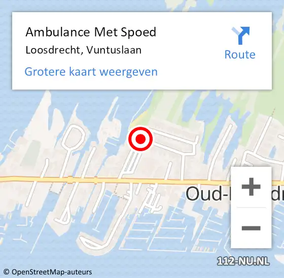 Locatie op kaart van de 112 melding: Ambulance Met Spoed Naar Loosdrecht, Vuntuslaan op 8 mei 2018 17:48