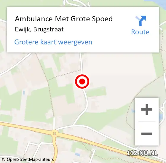 Locatie op kaart van de 112 melding: Ambulance Met Grote Spoed Naar Ewijk, Brugstraat op 8 mei 2018 17:53