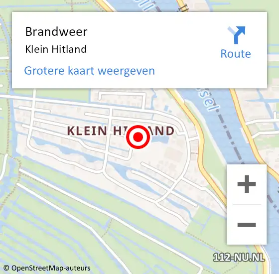 Locatie op kaart van de 112 melding: Brandweer Klein Hitland op 8 mei 2018 19:10