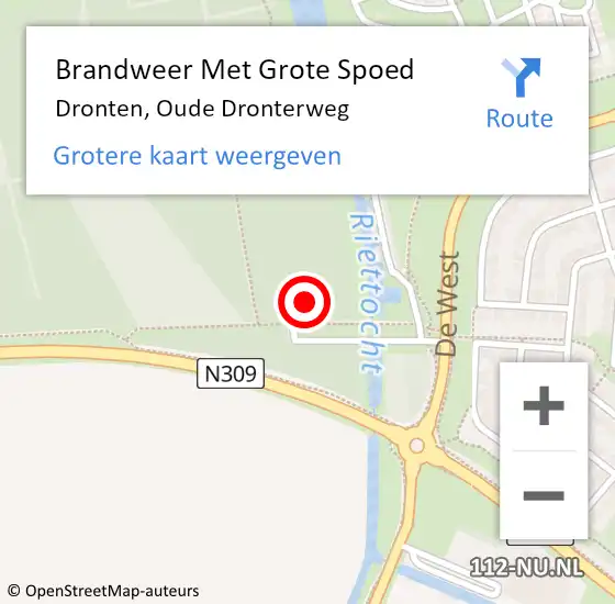 Locatie op kaart van de 112 melding: Brandweer Met Grote Spoed Naar Dronten, Oude Dronterweg op 8 mei 2018 19:20