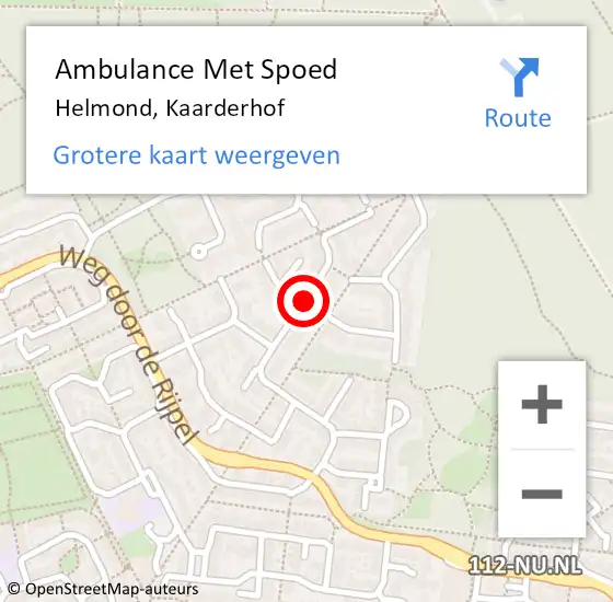 Locatie op kaart van de 112 melding: Ambulance Met Spoed Naar Helmond, Kaarderhof op 8 mei 2018 19:21