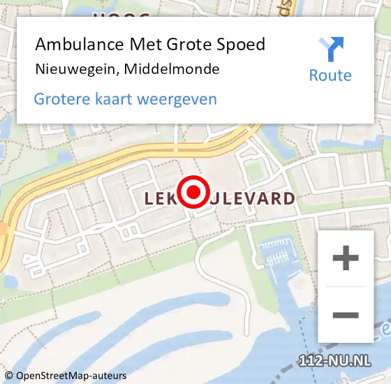 Locatie op kaart van de 112 melding: Ambulance Met Grote Spoed Naar Nieuwegein, Middelmonde op 8 mei 2018 19:24