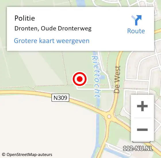 Locatie op kaart van de 112 melding: Politie Dronten, Oude Dronterweg op 8 mei 2018 19:39