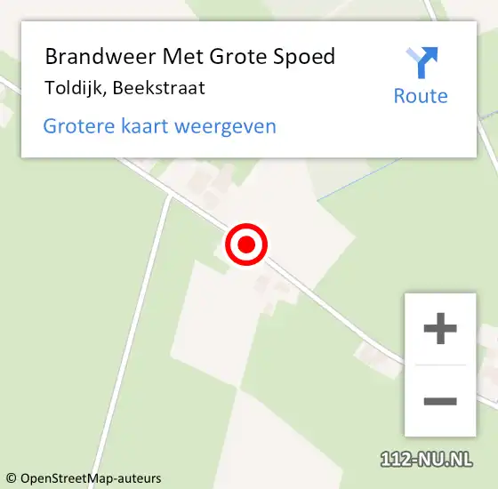 Locatie op kaart van de 112 melding: Brandweer Met Grote Spoed Naar Toldijk, Beekstraat op 8 mei 2018 20:14