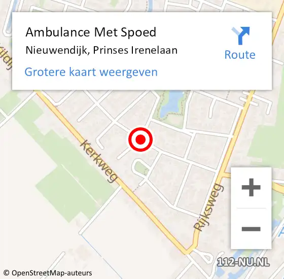 Locatie op kaart van de 112 melding: Ambulance Met Spoed Naar Nieuwendijk, Prinses Irenelaan op 8 mei 2018 20:34