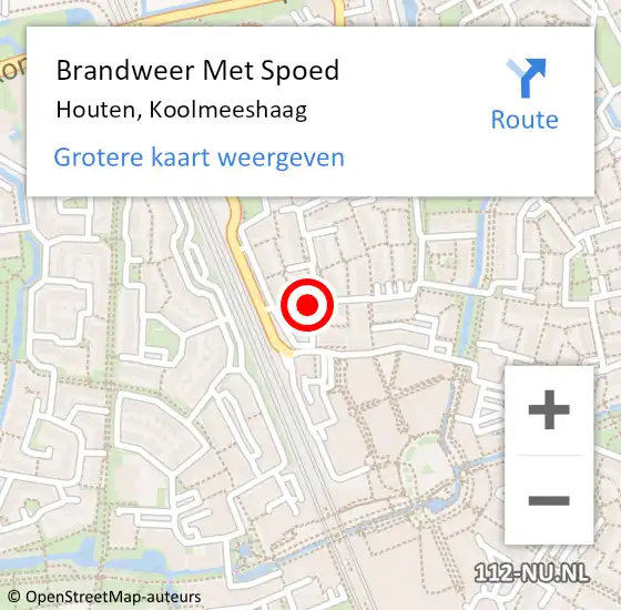 Locatie op kaart van de 112 melding: Brandweer Met Spoed Naar Houten, Koolmeeshaag op 8 mei 2018 20:45