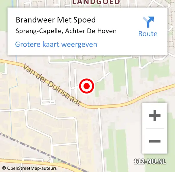 Locatie op kaart van de 112 melding: Brandweer Met Spoed Naar Sprang-Capelle, Achter De Hoven op 8 mei 2018 21:17