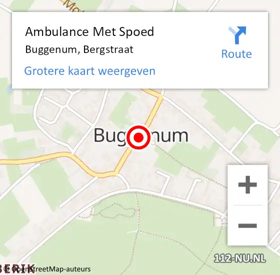 Locatie op kaart van de 112 melding: Ambulance Met Spoed Naar Buggenum, Bergstraat op 8 mei 2018 21:39