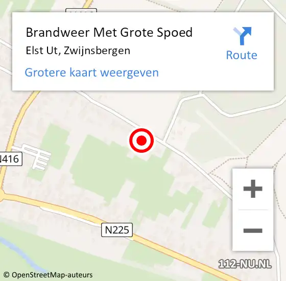 Locatie op kaart van de 112 melding: Brandweer Met Grote Spoed Naar Elst Ut, Zwijnsbergen op 8 mei 2018 21:53