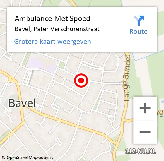 Locatie op kaart van de 112 melding: Ambulance Met Spoed Naar Bavel, Pater Verschurenstraat op 24 februari 2014 16:16