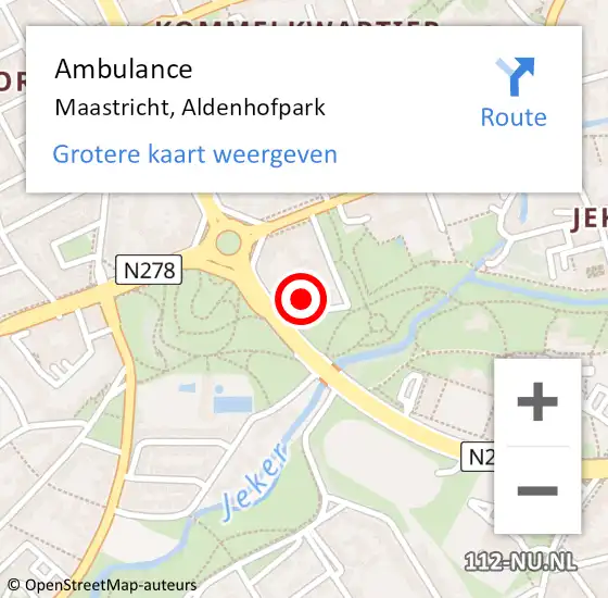 Locatie op kaart van de 112 melding: Ambulance Maastricht, Aldenhofpark op 8 mei 2018 22:13