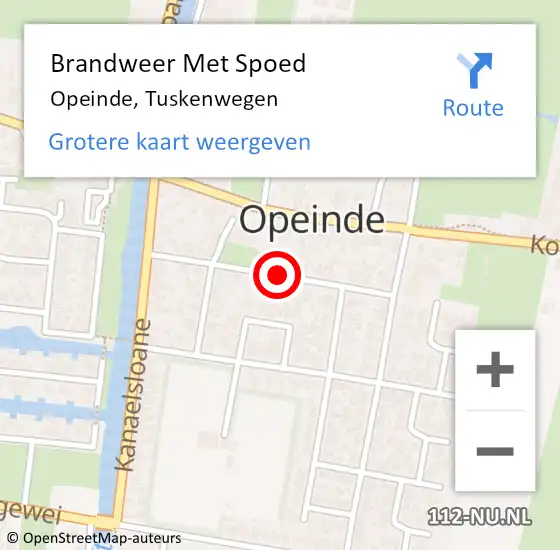 Locatie op kaart van de 112 melding: Brandweer Met Spoed Naar Opeinde, Tuskenwegen op 8 mei 2018 22:38