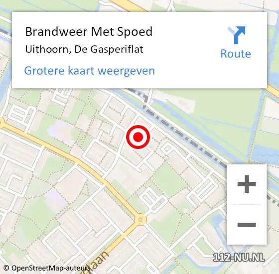 Locatie op kaart van de 112 melding: Brandweer Met Spoed Naar Uithoorn, De Gasperiflat op 8 mei 2018 22:51