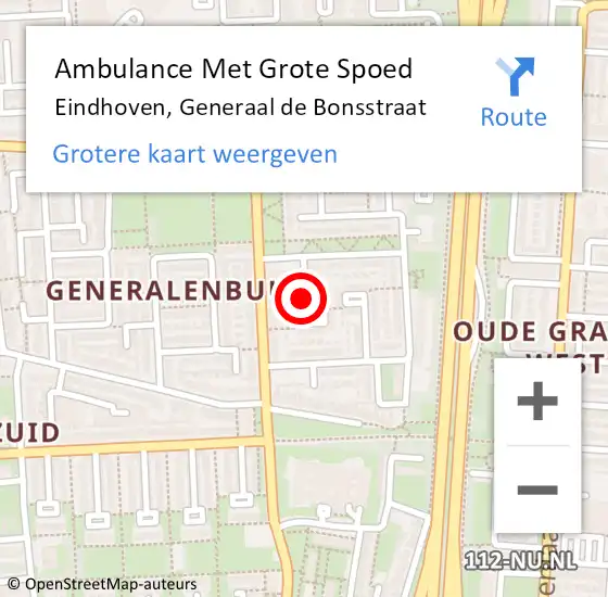 Locatie op kaart van de 112 melding: Ambulance Met Grote Spoed Naar Eindhoven, Generaal de Bonsstraat op 8 mei 2018 23:02