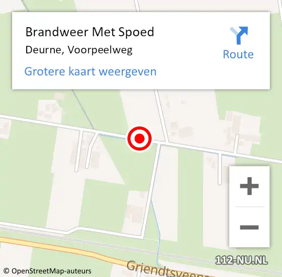 Locatie op kaart van de 112 melding: Brandweer Met Spoed Naar Deurne, Voorpeelweg op 8 mei 2018 23:12