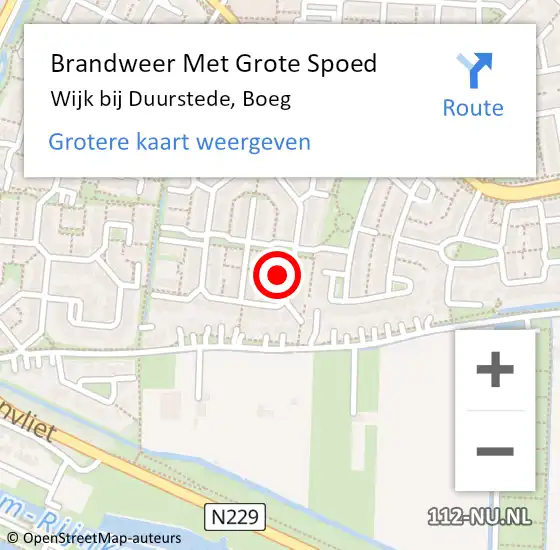 Locatie op kaart van de 112 melding: Brandweer Met Grote Spoed Naar Wijk bij Duurstede, Boeg op 8 mei 2018 23:40