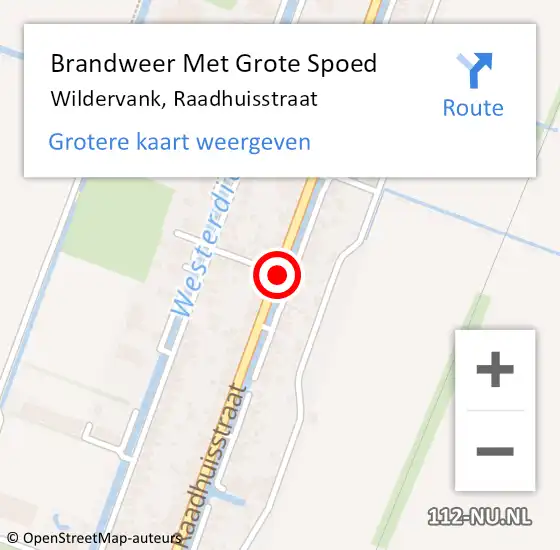 Locatie op kaart van de 112 melding: Brandweer Met Grote Spoed Naar Wildervank, Raadhuisstraat op 8 mei 2018 23:55