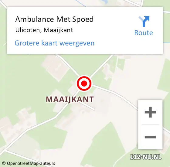 Locatie op kaart van de 112 melding: Ambulance Met Spoed Naar Ulicoten, Maaijkant op 9 mei 2018 00:10