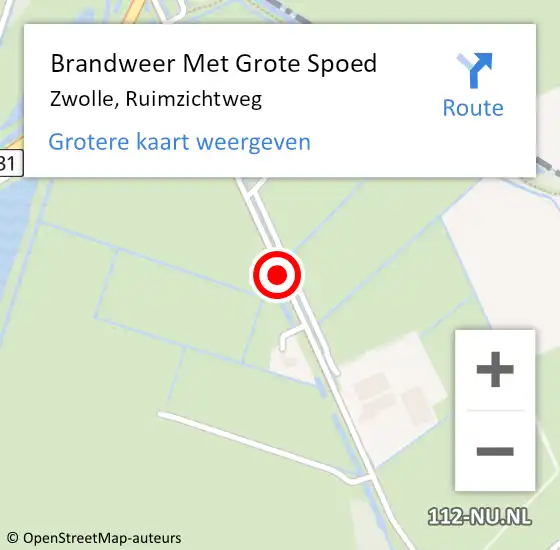 Locatie op kaart van de 112 melding: Brandweer Met Grote Spoed Naar Zwolle, Ruimzichtweg op 9 mei 2018 01:55