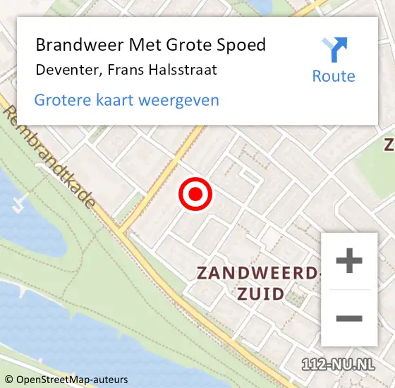 Locatie op kaart van de 112 melding: Brandweer Met Grote Spoed Naar Deventer, Frans Halsstraat op 9 mei 2018 02:19