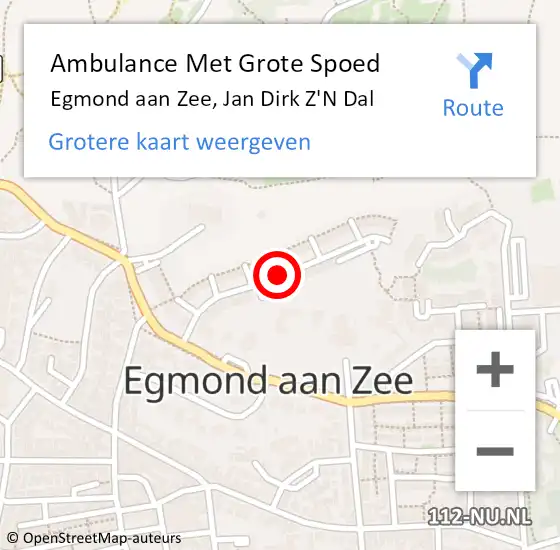 Locatie op kaart van de 112 melding: Ambulance Met Grote Spoed Naar Egmond aan Zee, Jan Dirk z'n Dal op 9 mei 2018 03:44