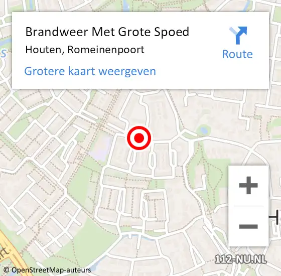 Locatie op kaart van de 112 melding: Brandweer Met Grote Spoed Naar Houten, Romeinenpoort op 9 mei 2018 04:09