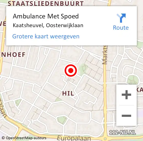 Locatie op kaart van de 112 melding: Ambulance Met Spoed Naar Kaatsheuvel, Oosterwijklaan op 9 mei 2018 05:04