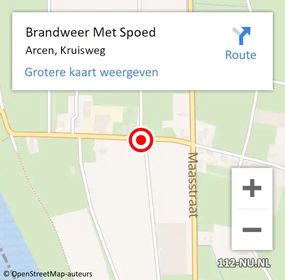 Locatie op kaart van de 112 melding: Brandweer Met Spoed Naar Arcen, Kruisweg op 9 mei 2018 07:22