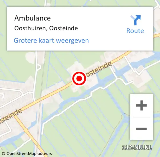 Locatie op kaart van de 112 melding: Ambulance Oosthuizen, Oosteinde op 9 mei 2018 07:35